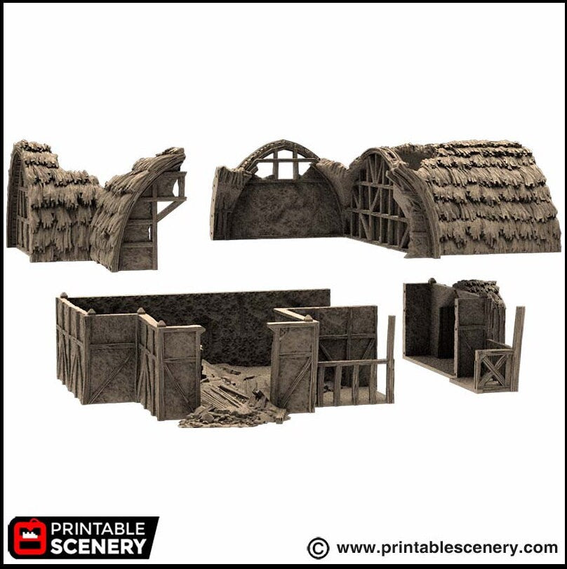 Ruined Country Stables - King and Country, DnD, Pathfinder, 15mm, 28mm, 32mm, wargaming terrain, scatter scenery D&D village