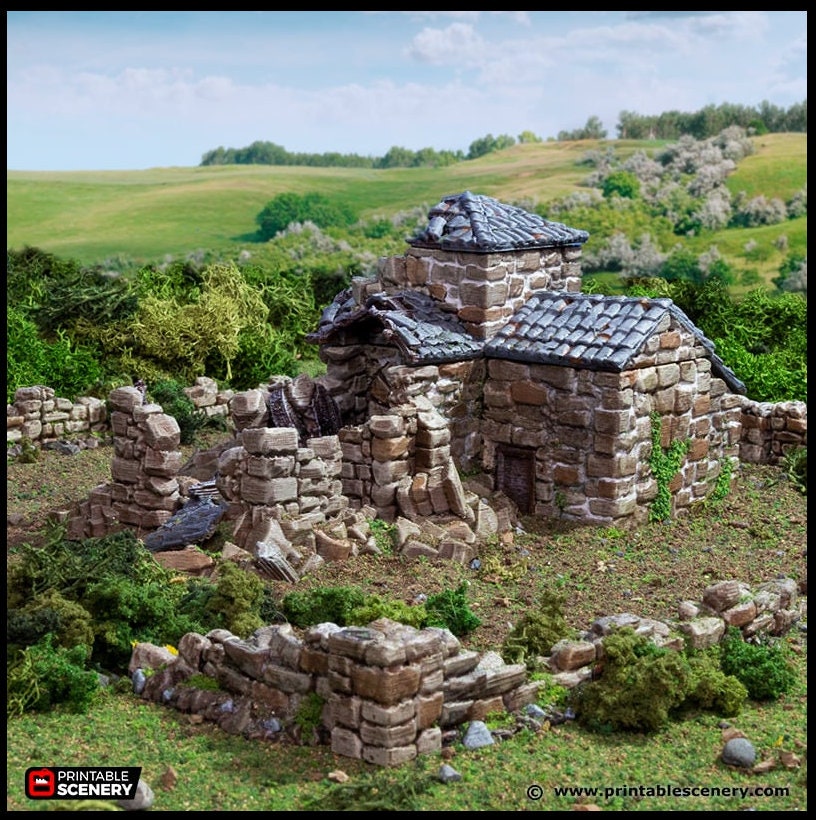 Ruined French Mausoleum - King and Country, dnd Medieval building, Graveyard, Crypt, Wargaming Terrain, Scatter scenery, 28mm 32mm 15mm