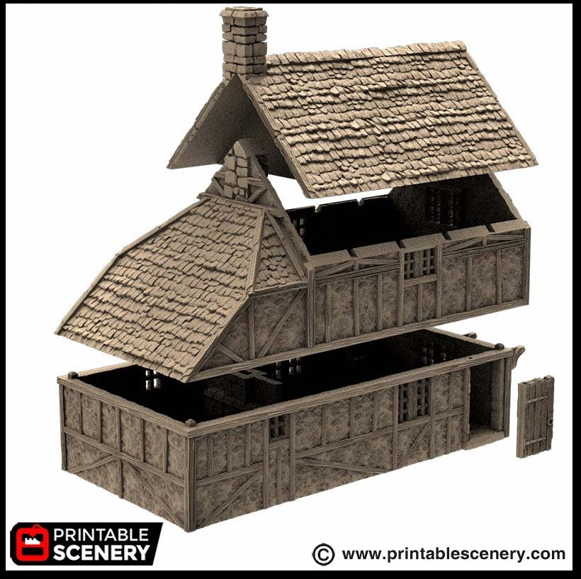Wattle And Daub Hollyhock Cottage - King and Country, dnd Medieval building, Village, Town, Wargaming Terrain, Scatter scenery, House