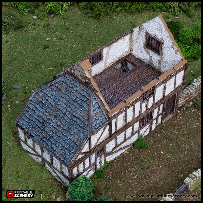 Wattle And Daub Hollyhock Cottage - King and Country, dnd Medieval building, Village, Town, Wargaming Terrain, Scatter scenery, House