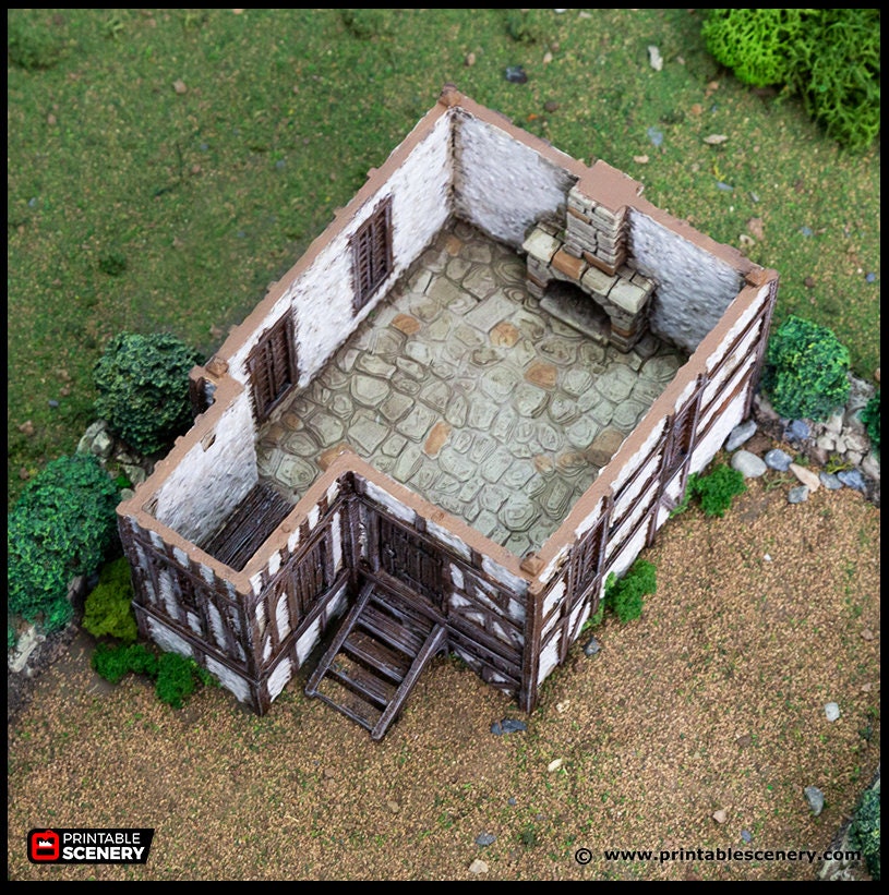 Wattle And Daub Barlyway Cottage - King and Country, dnd Medieval building, Village, Town, Wargaming Terrain, Scatter scenery, House