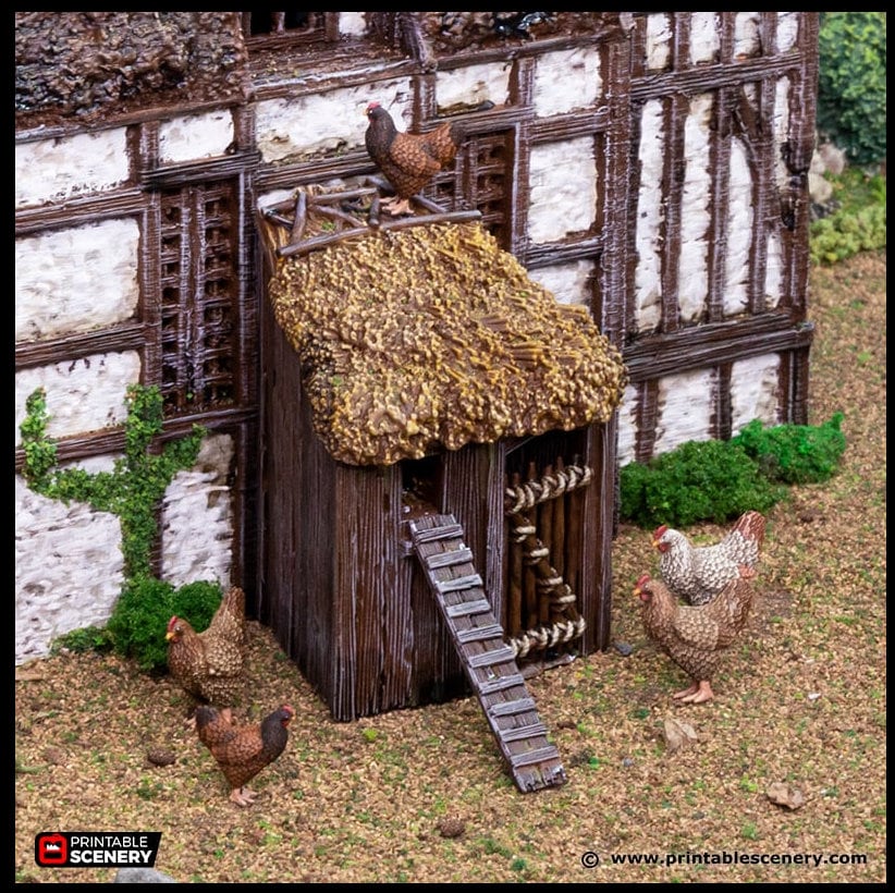 Farm Chicken Hut - King and Country, dnd Medieval building, Village, Town, Wargaming Terrain, Scatter scenery, House, Farming, Chicken