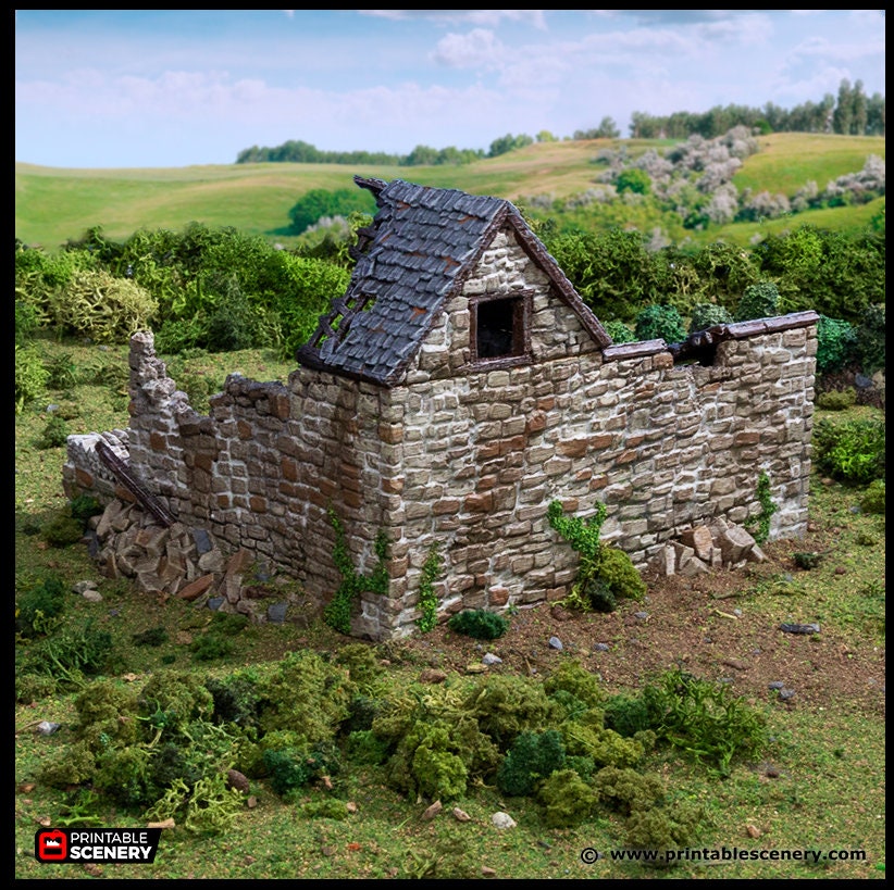 Ruined Farm Pig Pen - King and Country, dnd Medieval building, Village, Town, Wargaming Terrain, Scatter scenery, Farming, Diorama, Animals