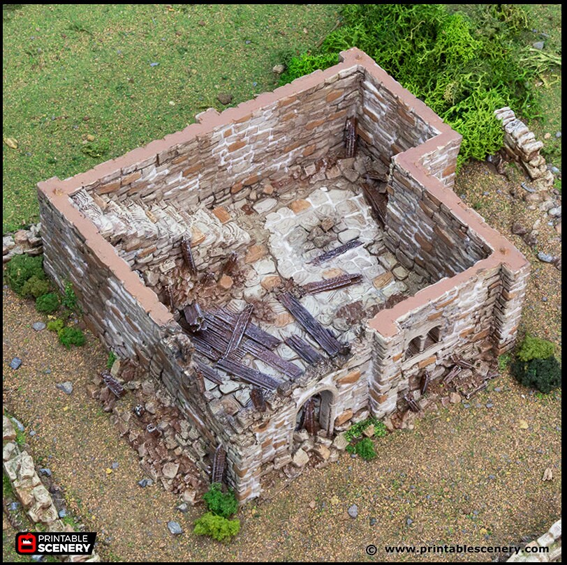 Ruined Norman Keep - King and Country, DnD, Pathfinder, 15mm, 28mm, 32mm, wargaming terrain, scatter scenery D&D medieval castle