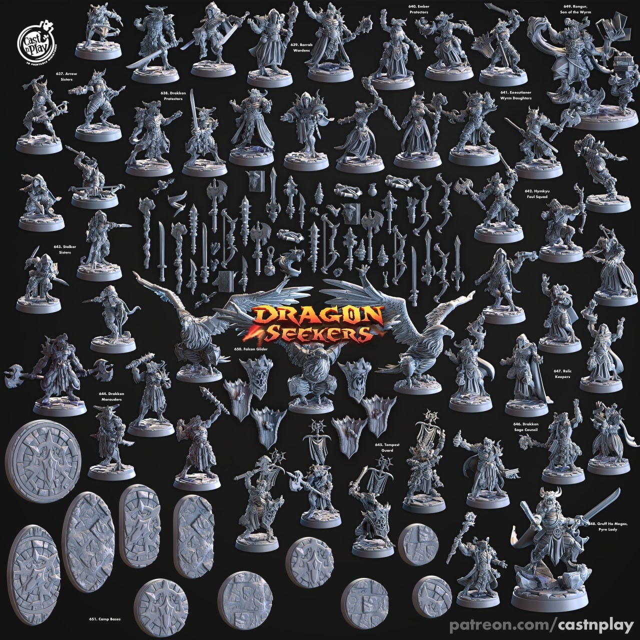 Drakken Marauders - Cast n Play Dragon Seekers | DnD Miniature | Dragonborn | Fighter, Barbarian, Paladin, Cleric, Melee, Warrior, Male