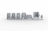 Arms Dealer Scatter Terrain mini set - Novus Landing, EC3D, Infinity, Legion, Sci-fi, Cyberpunk 2077, Wargaming Scenery, Black Market