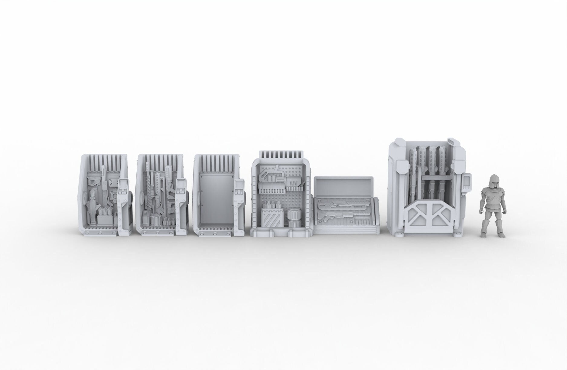 Arms Dealer Scatter Terrain mini set - Novus Landing, EC3D, Infinity, Legion, Sci-fi, Cyberpunk 2077, Wargaming Scenery, Black Market