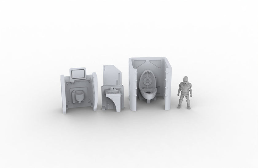 Bathroom Scatter Terrain - Novus Landing, EC3D, Infinity, Legion Sci-fi, Cyberpunk 2077, Wargaming Scenery, Washroom, Realism