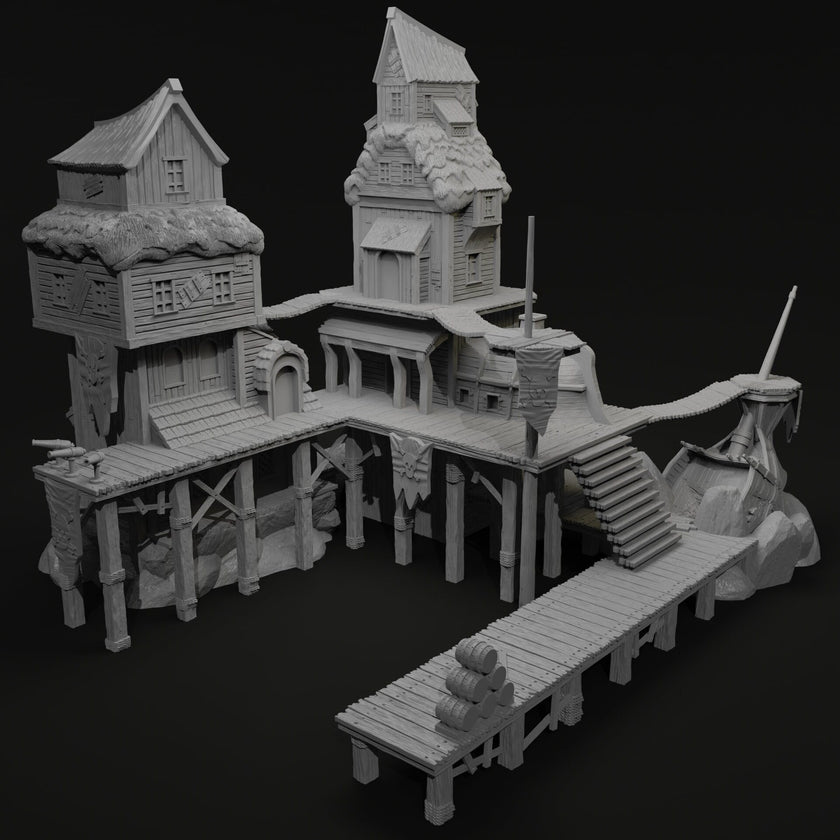 Pirate Dock - Pirates vs. Sailors Nightmare At Sea - DnD, Wargaming, Ocean, Boat, Ship, Docks, Tortuga, Black Flag, Pathfinder, Age of Sail