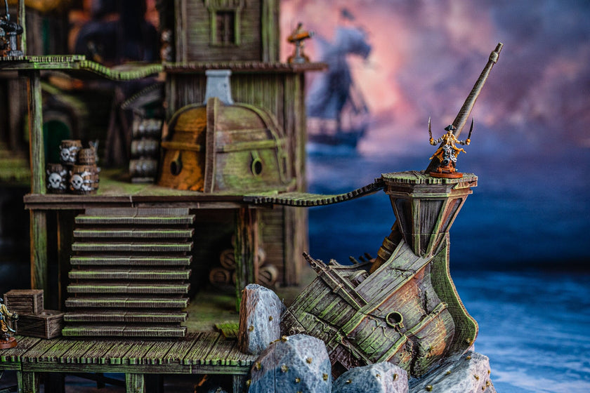 Pirate Dock - Pirates vs. Sailors Nightmare At Sea - DnD, Wargaming, Ocean, Boat, Ship, Docks, Tortuga, Black Flag, Pathfinder, Age of Sail