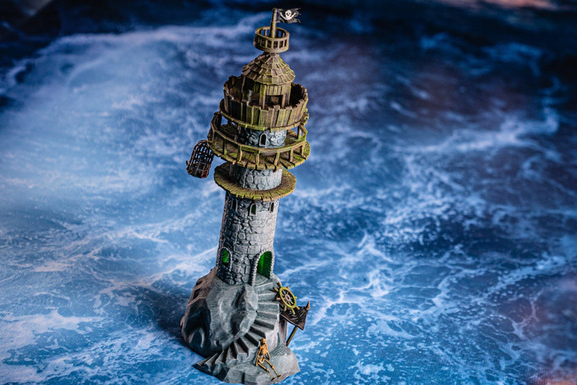 Pirate Lighthouse - Pirates vs. Sailors Nightmare At Sea - DnD, Wargaming, Ocean, Boat, Ship, Tortuga, Black Flag, Age of Sail, Caribbean