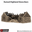 Ruined Highland Stone Barn - King and Country, DnD, Pathfinder, town, wargaming terrain, village, scatter scenery D&D medieval building
