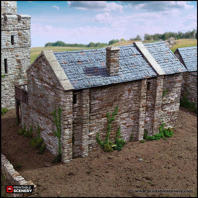 Black Rock Barracks - King and Country, DnD building | Pathfinder | Castle | Fort | Wargaming Terrain | Scatter scenery, Medieval, 28mm 32mm
