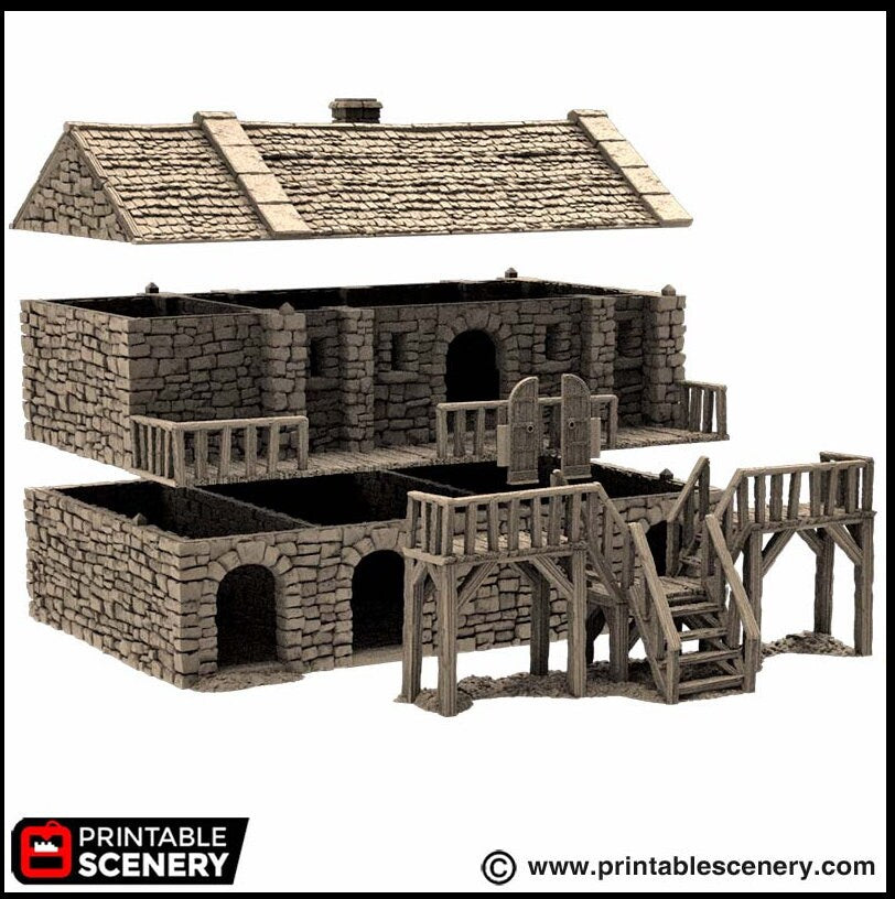 Black Rock Barracks - King and Country, DnD building | Pathfinder | Castle | Fort | Wargaming Terrain | Scatter scenery, Medieval, 28mm 32mm