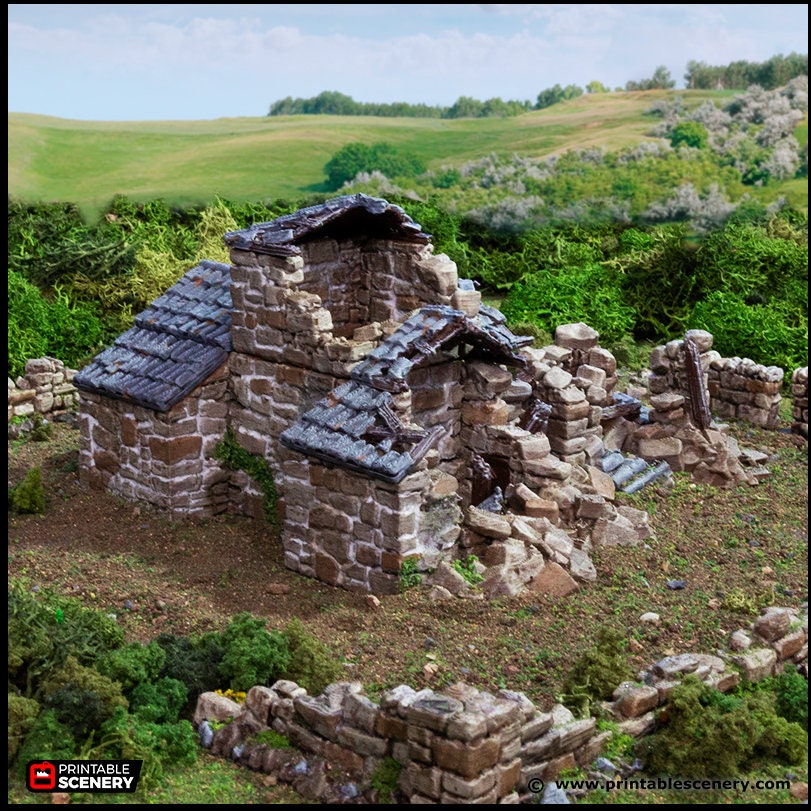 Ruined French Mausoleum - King and Country, dnd Medieval building, Graveyard, Crypt, Wargaming Terrain, Scatter scenery, 28mm 32mm 15mm