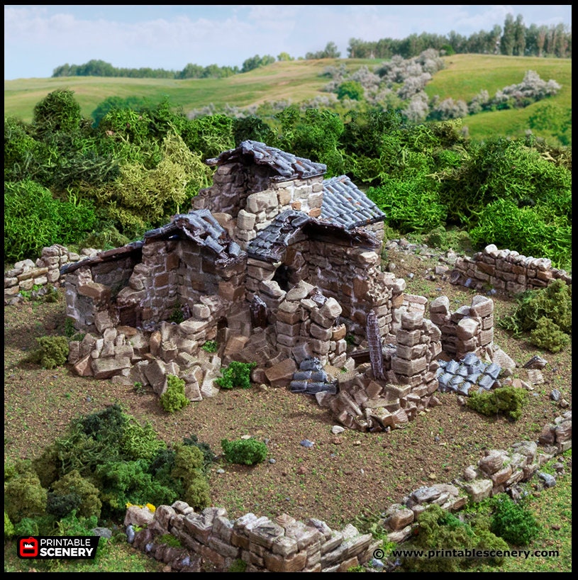 Ruined French Mausoleum - King and Country, dnd Medieval building, Graveyard, Crypt, Wargaming Terrain, Scatter scenery, 28mm 32mm 15mm