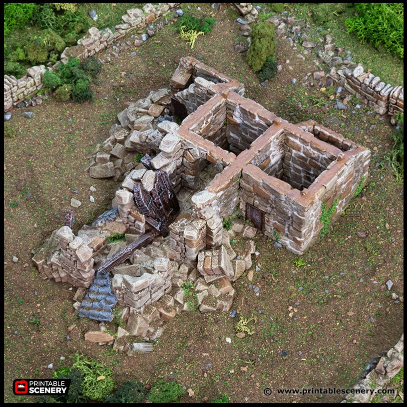 Ruined French Mausoleum - King and Country, dnd Medieval building, Graveyard, Crypt, Wargaming Terrain, Scatter scenery, 28mm 32mm 15mm