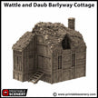Wattle And Daub Barlyway Cottage - King and Country, dnd Medieval building, Village, Town, Wargaming Terrain, Scatter scenery, House