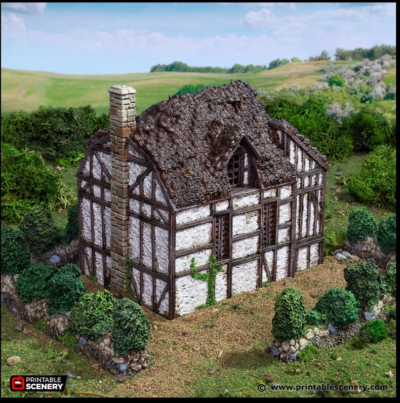 Wattle And Daub Barlyway Cottage - King and Country, dnd Medieval building, Village, Town, Wargaming Terrain, Scatter scenery, House