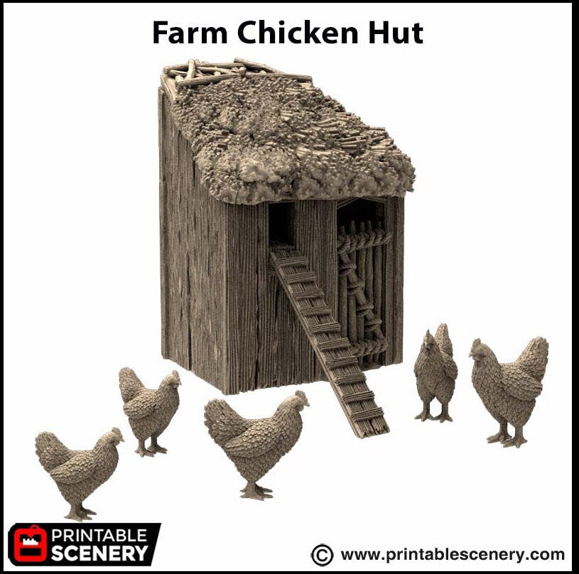 Farm Chicken Hut - King and Country, dnd Medieval building, Village, Town, Wargaming Terrain, Scatter scenery, House, Farming, Chicken