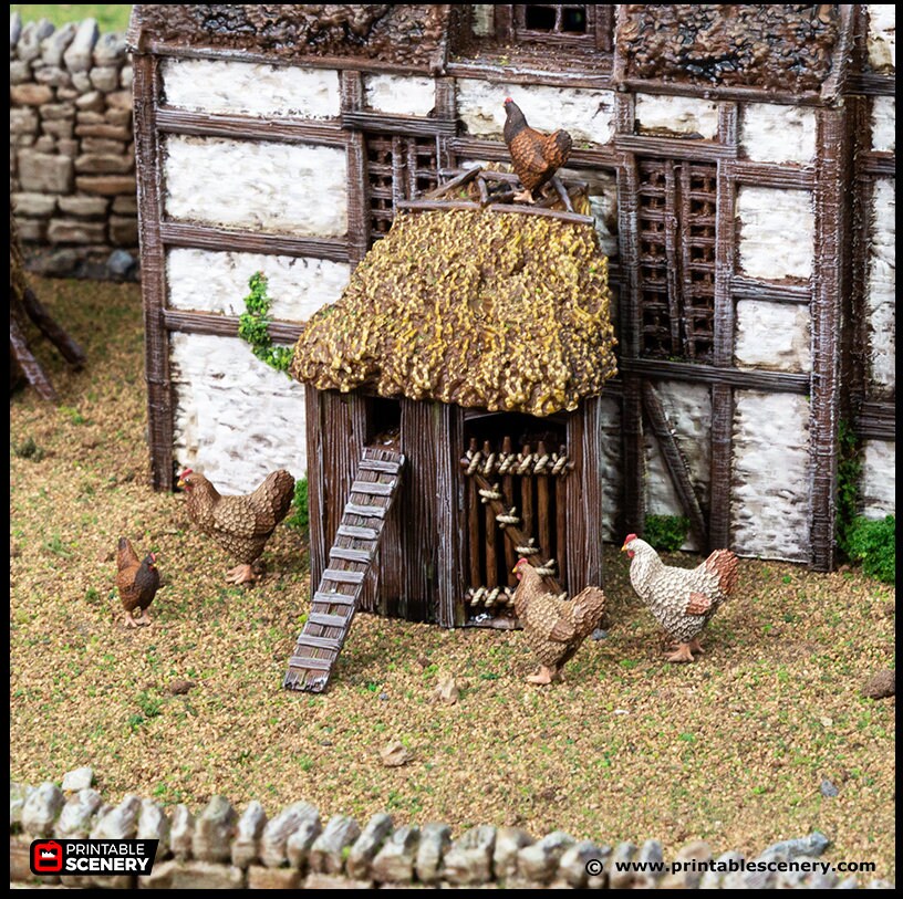 Farm Chicken Hut - King and Country, dnd Medieval building, Village, Town, Wargaming Terrain, Scatter scenery, House, Farming, Chicken