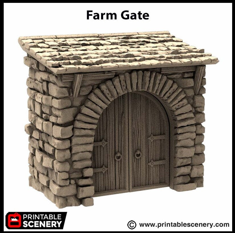 Farm Gate - King and Country, dnd Medieval building, Village, Town, Wargaming Terrain, Scatter scenery, House, Farming, Chicken, Walls Stone