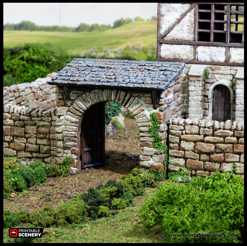 Farm Gate - King and Country, dnd Medieval building, Village, Town, Wargaming Terrain, Scatter scenery, House, Farming, Chicken, Walls Stone
