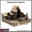 Ruined Farm Pig Pen - King and Country, dnd Medieval building, Village, Town, Wargaming Terrain, Scatter scenery, Farming, Diorama, Animals