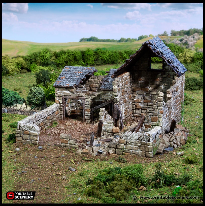 Ruined Farm Pig Pen - King and Country, dnd Medieval building, Village, Town, Wargaming Terrain, Scatter scenery, Farming, Diorama, Animals