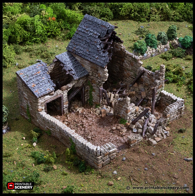 Ruined Farm Pig Pen - King and Country, dnd Medieval building, Village, Town, Wargaming Terrain, Scatter scenery, Farming, Diorama, Animals
