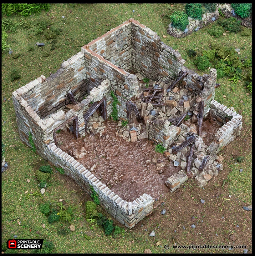 Ruined Farm Pig Pen - King and Country, dnd Medieval building, Village, Town, Wargaming Terrain, Scatter scenery, Farming, Diorama, Animals