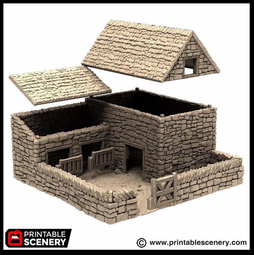Farm Pig Pen - King and Country, dnd Medieval building, Village, Town, Wargaming Terrain, Scatter scenery, Farming, Diorama, Animals