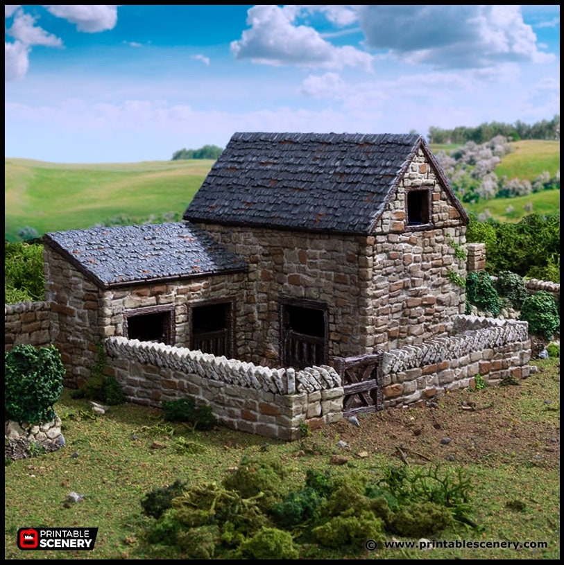 Farm Pig Pen - King and Country, dnd Medieval building, Village, Town, Wargaming Terrain, Scatter scenery, Farming, Diorama, Animals