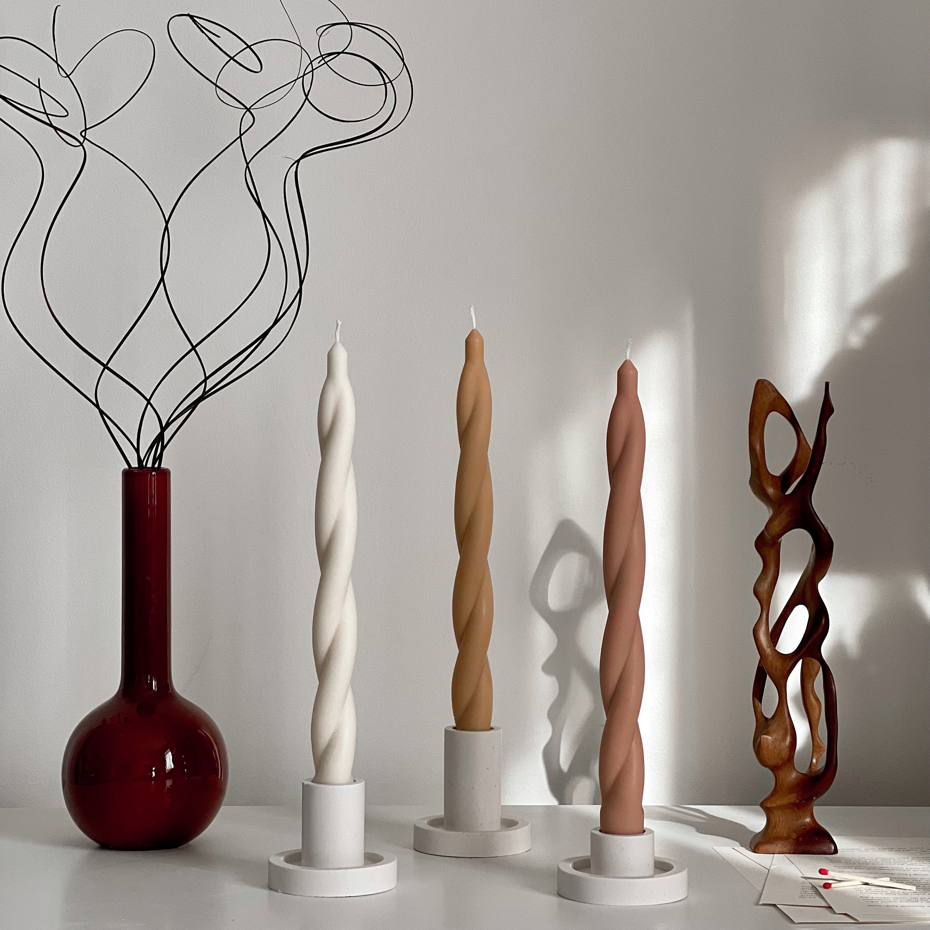 Tall Twisted Soy Wax Candle: Handmade Dinner Candle