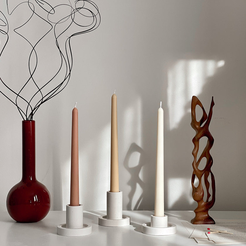 Handmade Narrow Taper Candle: Pastel Soy Wax Dinner Candle
