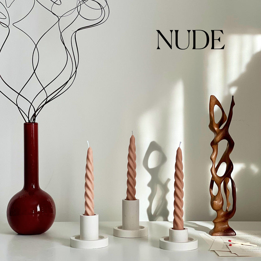 Handmade Twisted Soy Wax Taper Candle: Pastel Dinner Candle