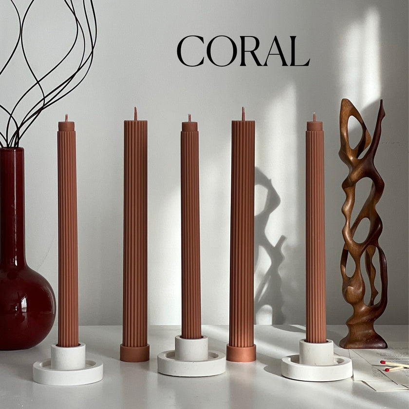 Ribbed Soy Wax Taper Candle: Unscented Event Decor