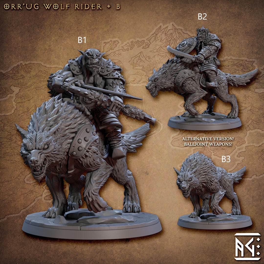 Orr'ugs Wolf Riders - Artisan Guild | Wolf | Fantasy | DnD | Pathfinder | Companion | Half Orc | Fighter | Ranger | Plains | Steppe | Animal