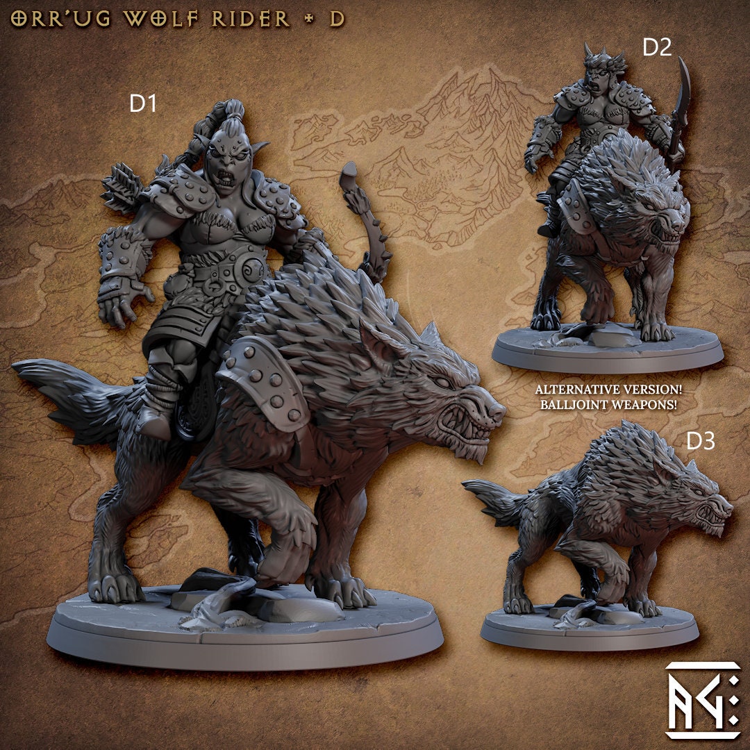 Orr'ugs Wolf Riders - Artisan Guild | Wolf | Fantasy | DnD | Pathfinder | Companion | Half Orc | Fighter | Ranger | Plains | Steppe | Animal