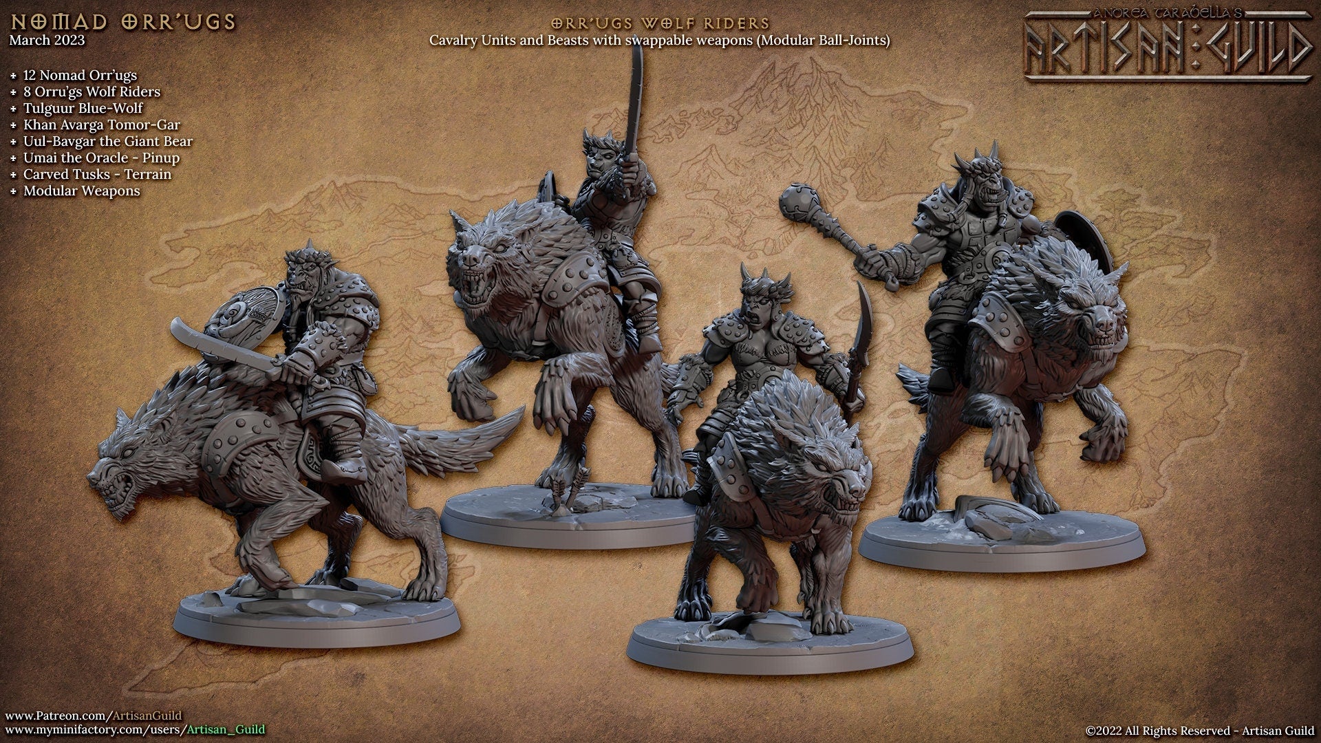 Orr'ugs Wolf Riders - Artisan Guild | Wolf | Fantasy | DnD | Pathfinder | Companion | Half Orc | Fighter | Ranger | Plains | Steppe | Animal