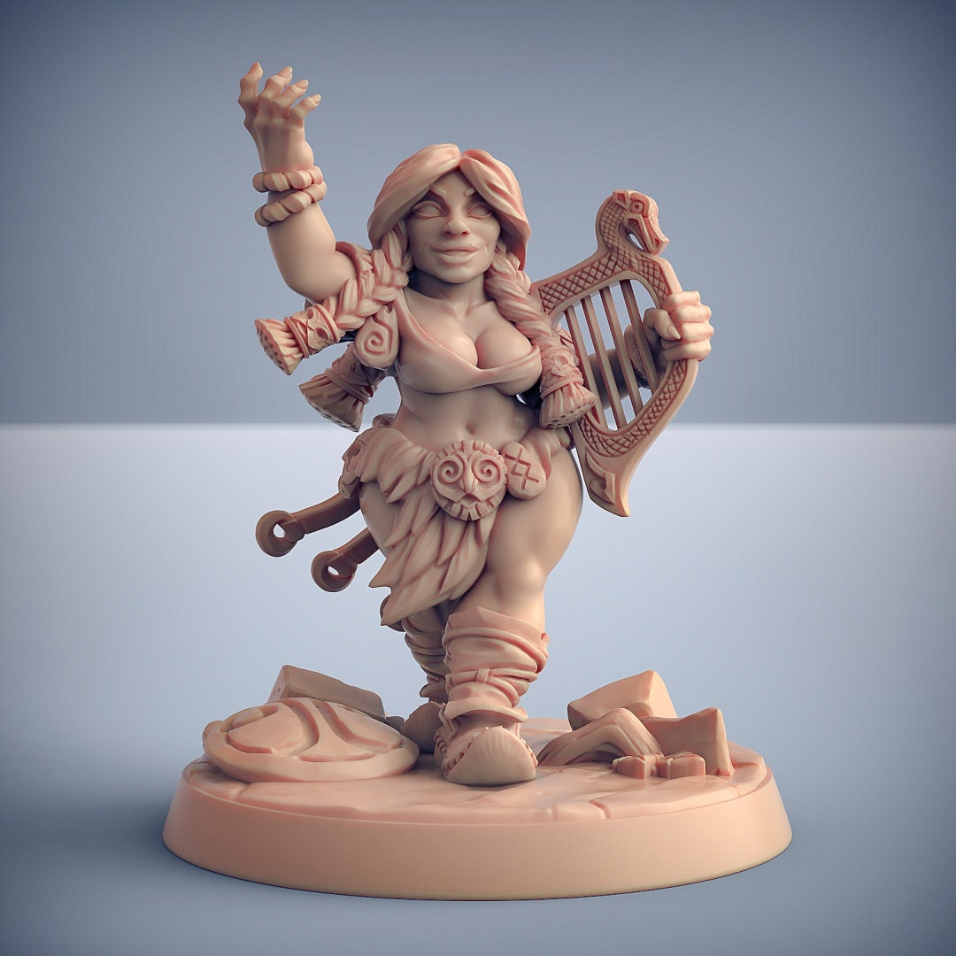 Gudrun the Skald - Artisan's Guild | Female | Dwarf | Fighter | Bard | PC | DnD | Warrior | Pathfinder | Fantasy | Harp | Music | Mountain