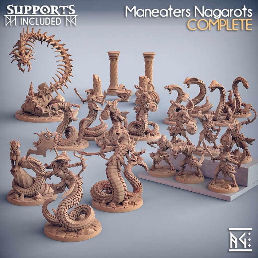Nargskerak Darkskale - Artisan Guild Maneater Nagarots | Monster | Fantasy | DnD | Wizard, Large, Sorcerer, Yuan-Ti, Snakefolk, Nagaji, Naga