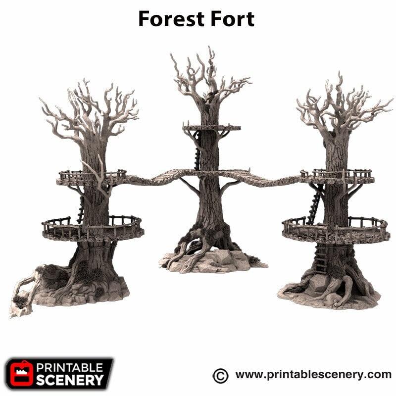 The Forest Forts - Rise of the Halflings - DnD building | Pathfinder | Forest | Treehouse | Wargaming Terrain | Scatter scenery, Fantasy