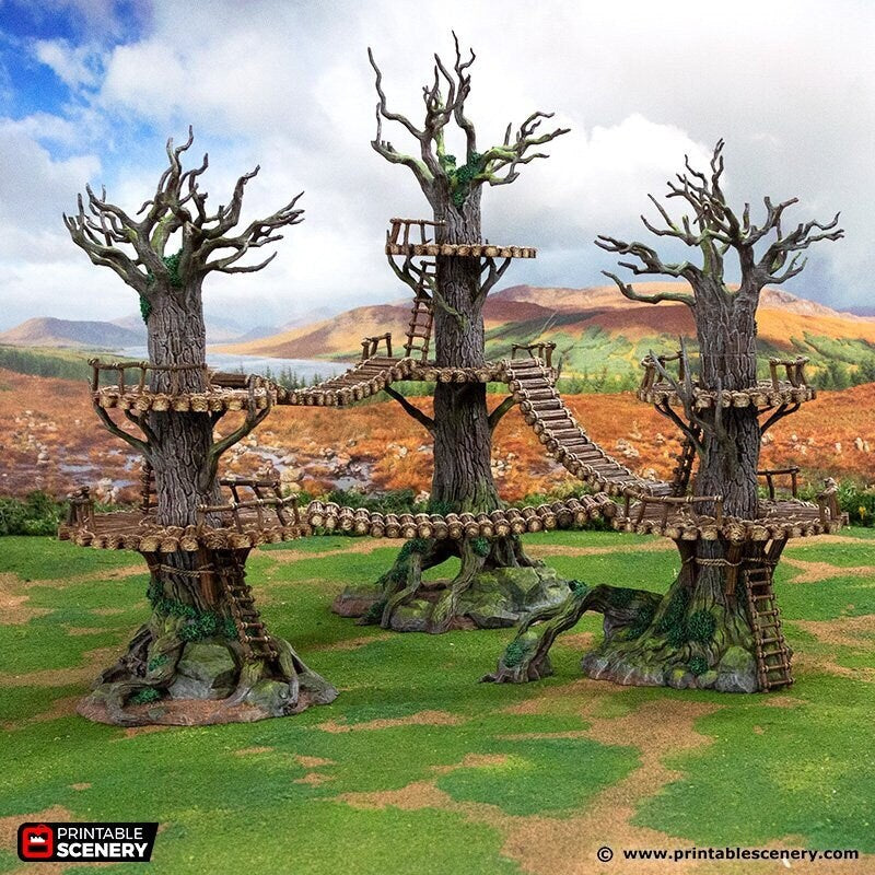 The Forest Forts - Rise of the Halflings - DnD building | Pathfinder | Forest | Treehouse | Wargaming Terrain | Scatter scenery, Fantasy