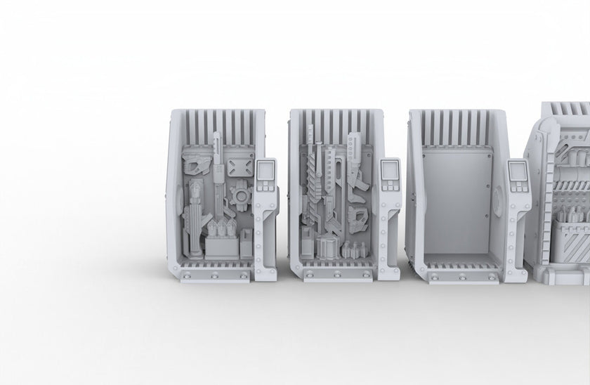 Arms Dealer Scatter Terrain mini set - Novus Landing, EC3D, Infinity, Legion, Sci-fi, Cyberpunk 2077, Wargaming Scenery, Black Market