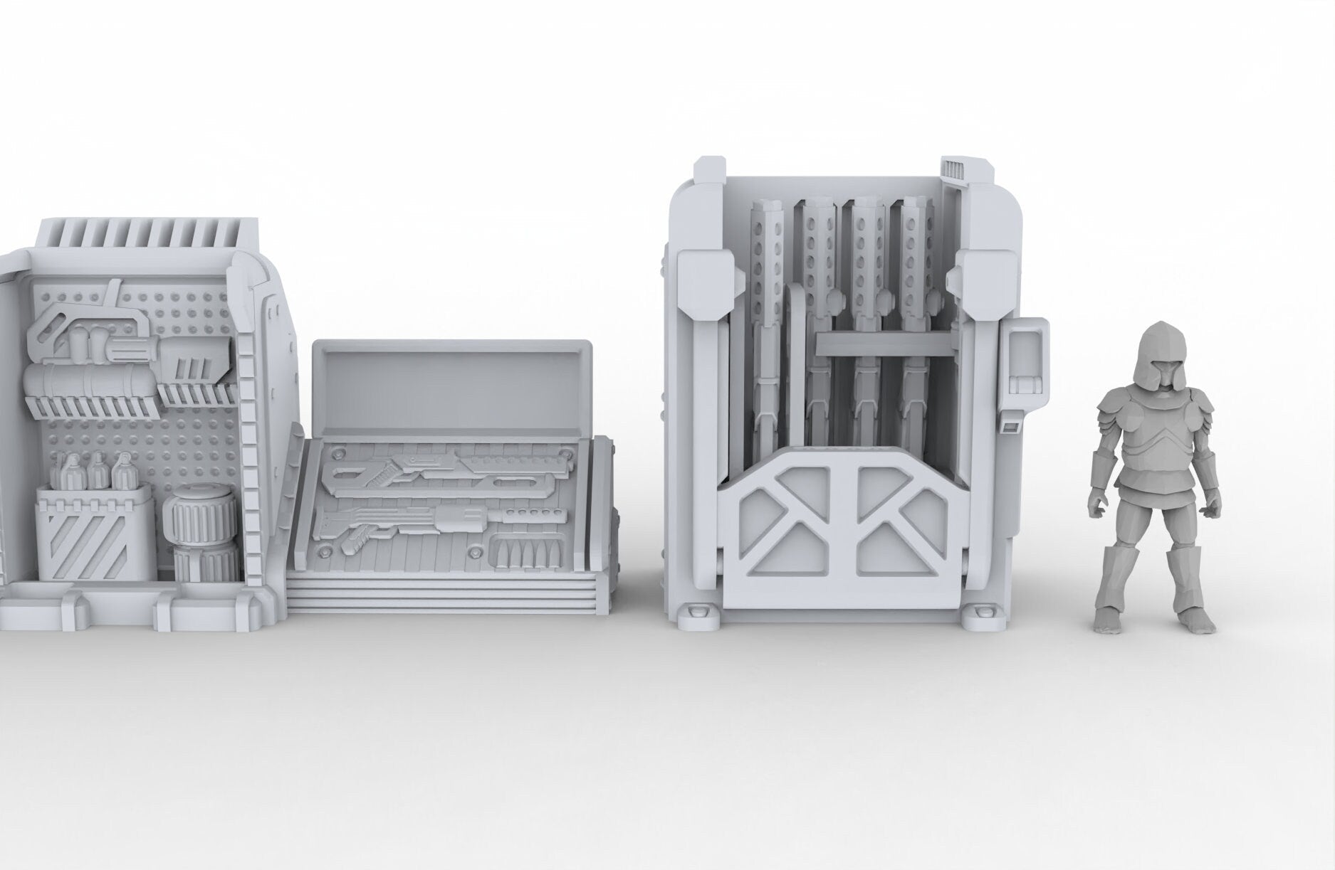 Arms Dealer Scatter Terrain mini set - Novus Landing, EC3D, Infinity, Legion, Sci-fi, Cyberpunk 2077, Wargaming Scenery, Black Market