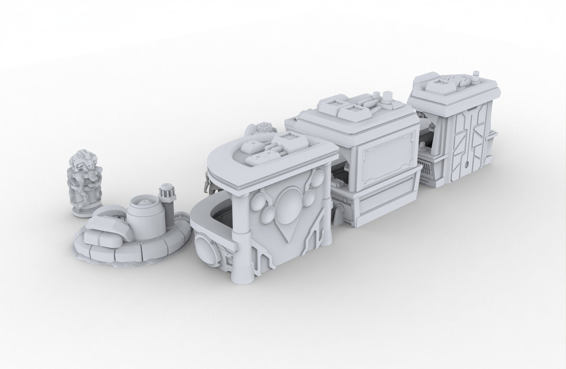 Black Market Scatter Terrain mini set - Novus Landing, Stalls, Marketplace, EC3D, Infinity, Legion Sci-fi, Cyberpunk 2077, Wargaming
