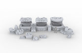 Black Market Scatter Terrain mini set - Novus Landing, Stalls, Marketplace, EC3D, Infinity, Legion Sci-fi, Cyberpunk 2077, Wargaming