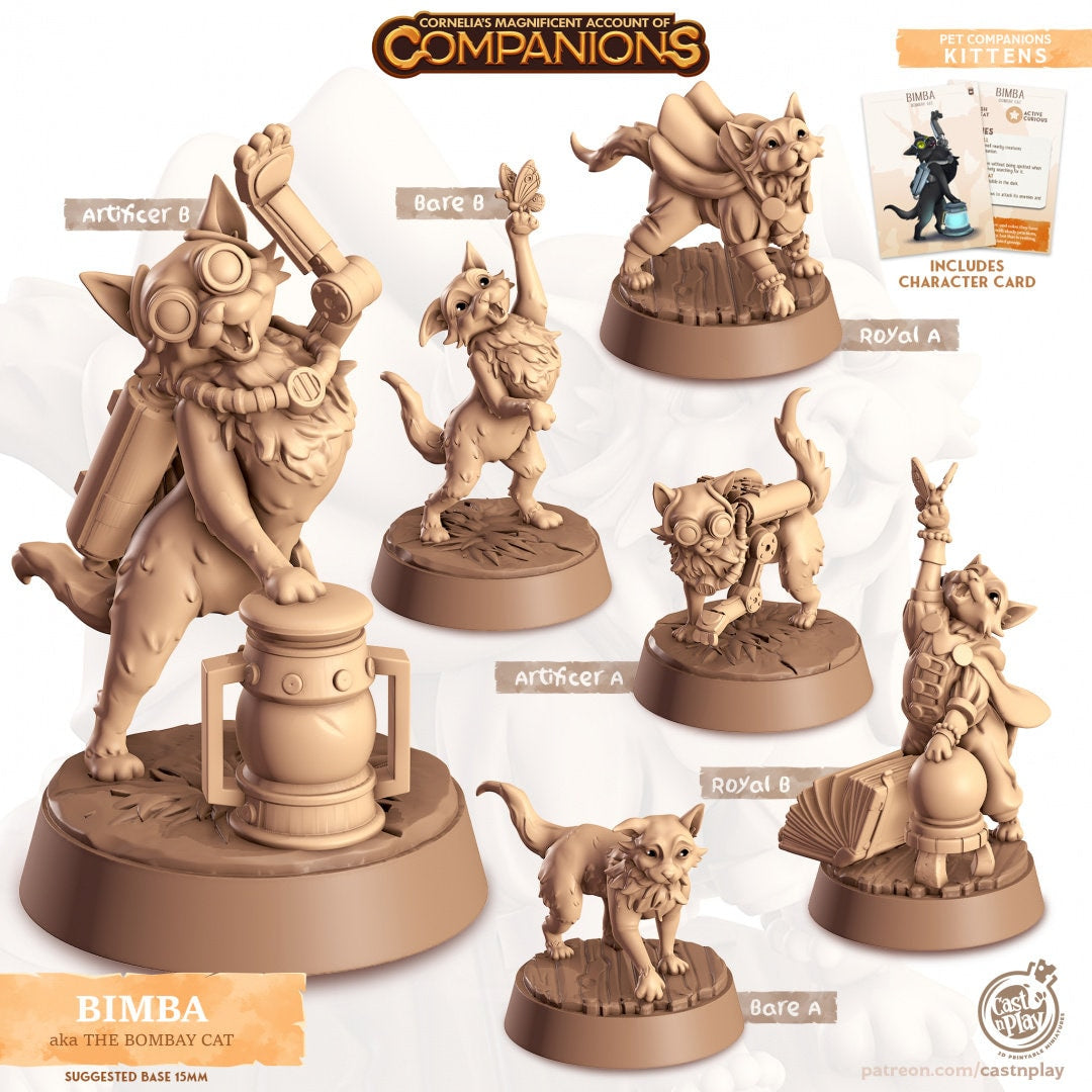 Bimba - dnd Bombay Cat mini - Cast N Play, Feline, Cat, Artificer, Wizard Familiar, Animal Companion, Ranger, Druid Form, Adventurer