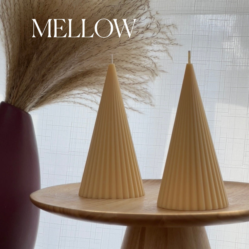 Ribbed Cone Soy Wax Candle: Minimalist Home Decor